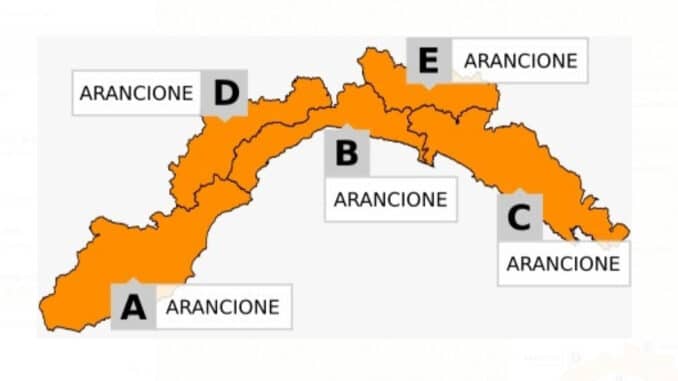 cartina Allerta arancione Liguria