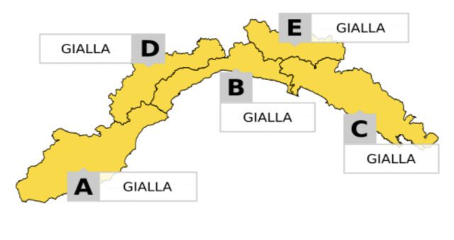 cartina Allerta gialla Liguria