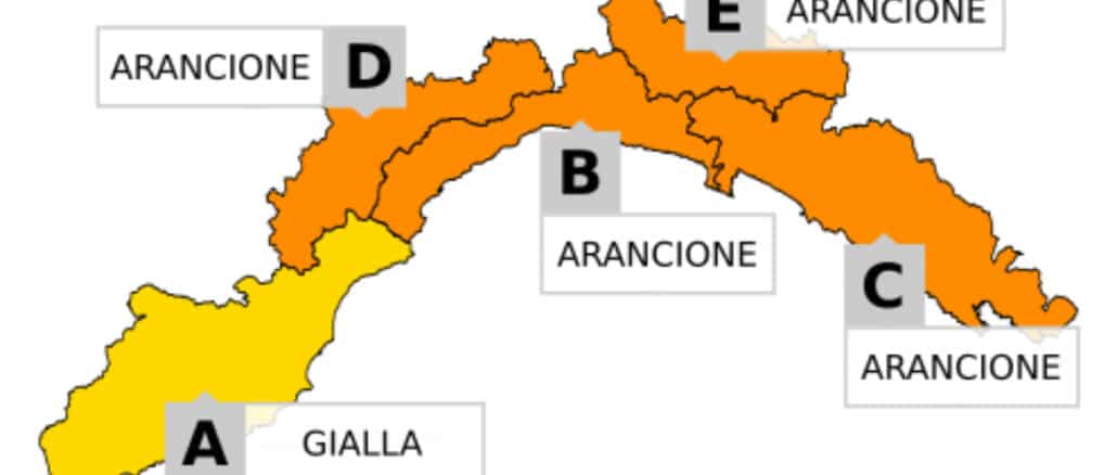 cartina allerta gialla e arancione